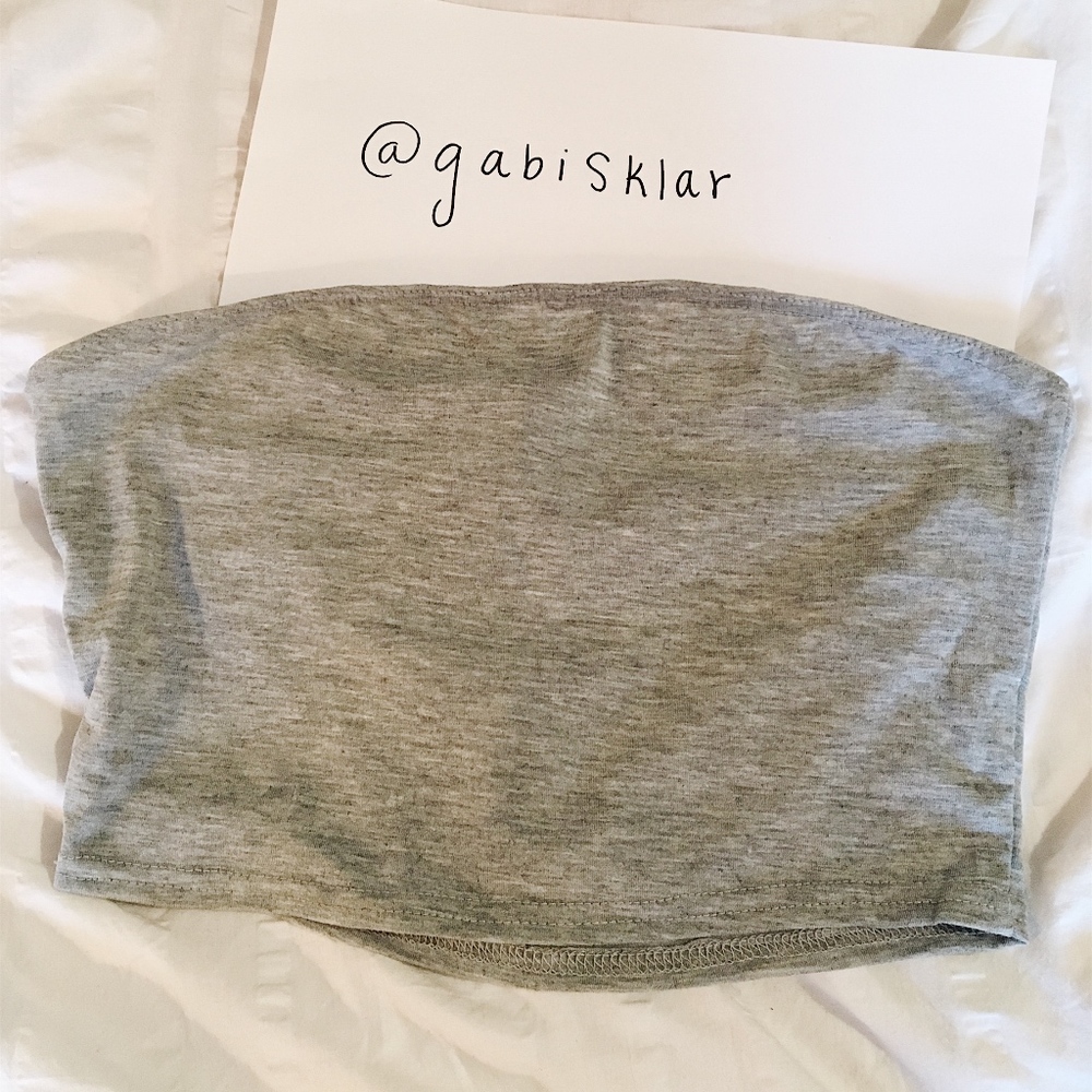 Heather Gray Strapless Cropped Tube Top (size S/M)